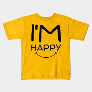 YELLOW AND BLACK I'M HAPPY Kids T-Shirt